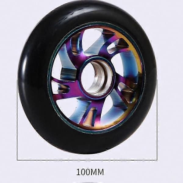 2-pack 100mm PU-hjul för tricksparkcyklar med kullager för tricksparkcyklar och gungbilar