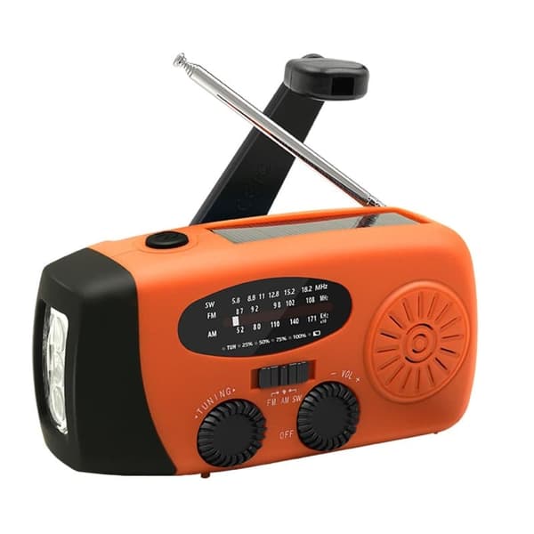 【03】Hätäradio veiviradio aurinkoradio AM/FM LED-taskulampulla ja 2000 mAh varavirtalähteellä