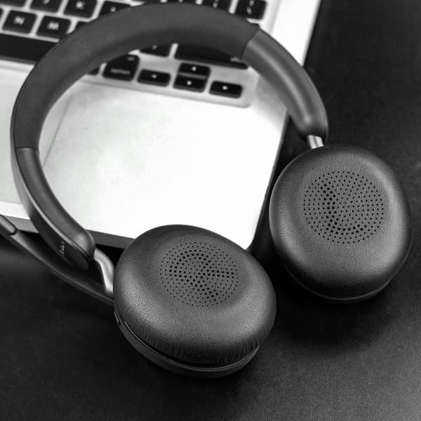 【03】Erstatning af ørepuder til Jabra Evolve2 65 (65MS 65UC USB)/Evolve2 40 (40UC 40MS USB)/Elite 45h trådløst on-ear-headset (sort)