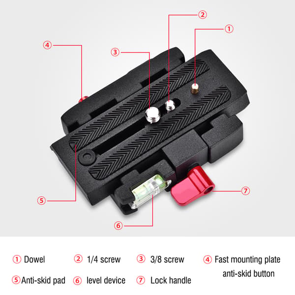P200 Quick Release QR klemmebundplade til Manfrotto 500 AH 701 503 HDV 577