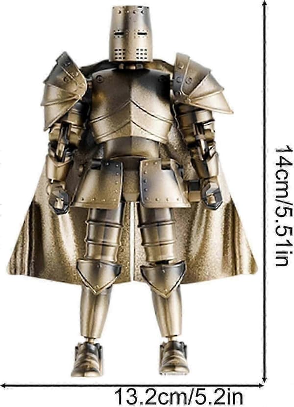 Actionfigur flersproget, actionfigurmodel, middelalderlig fuldkropsrobotmodel actionfigur, bevægelig figurdekoration til skrivebordet