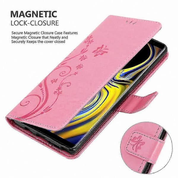Blommönster Mobilskal med Kortfack för Galaxy Note 9 Skyddsskydd FLORAL ROSA Galaxy NOTE 9