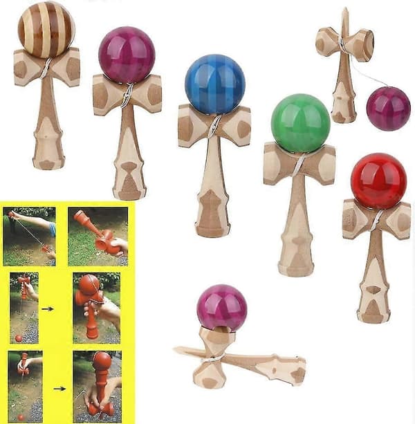 Kendama-puulelu, minipuinen kiinniottopallo, kuppi- ja pallopeli