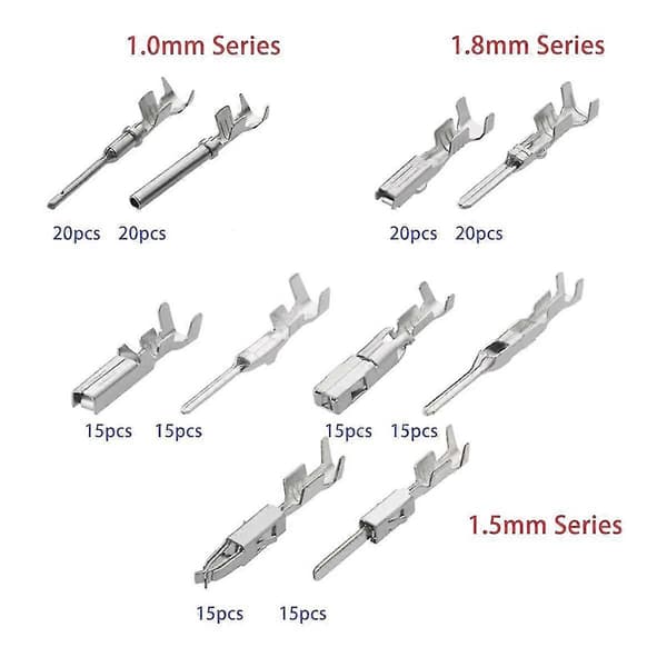 340 stk. 1/1,5/1,8/2,2/2,8/3,5 mm terminalstifter ledningsnet stifter han hun bil elektrisk stiksæt bilkabel