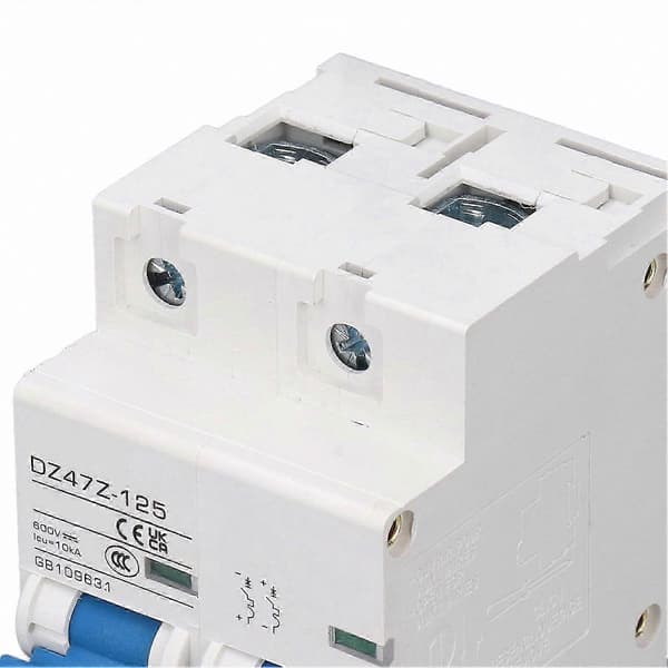 Højkapacitets 2P luftafbryder til solpaneler, 10KA DC-afbryder, 600V isoleringsbeskyttelse til PV-systemer/netapplikationer, 125A D125-model Solid Normal