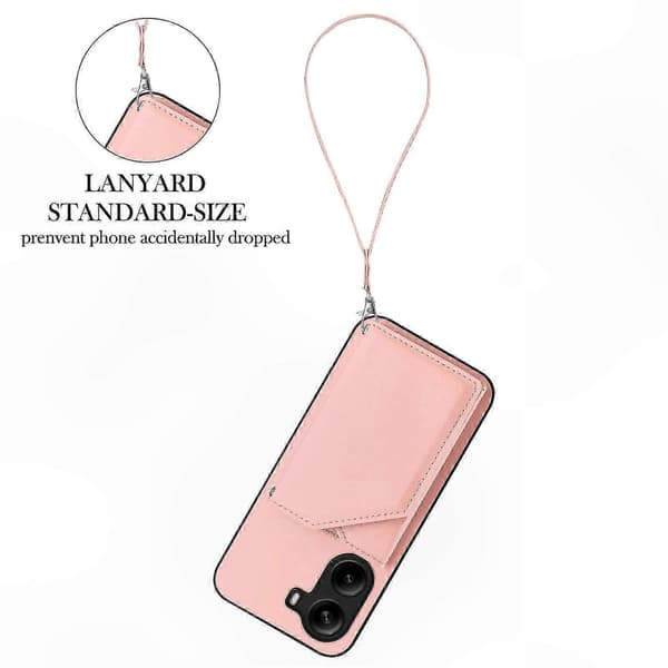 5G-telefoncover med kortholder, støtte og håndledsrem til Poco X7 Pro-kompatible modeller Pink