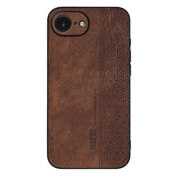 【03】For iPhone 16e Case Protective PU Leather Covered TPU Phone Case Brown