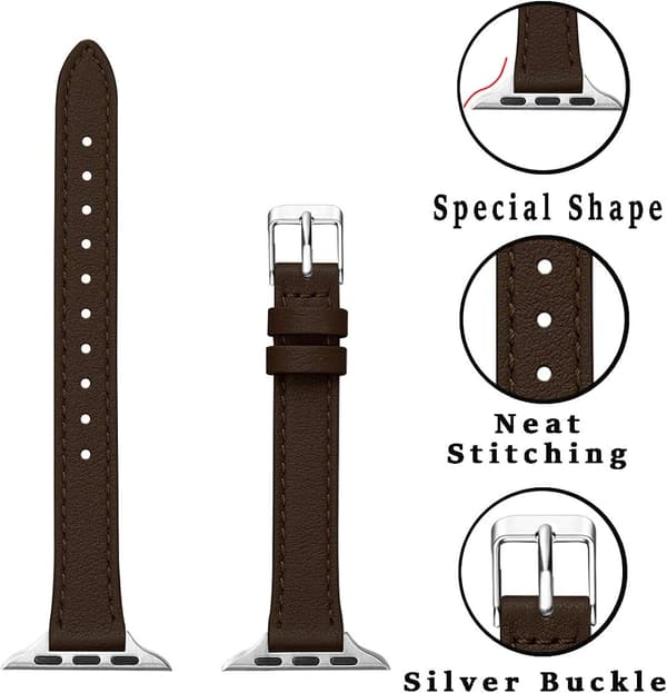 【03】Slanke læderremme kompatible med Apple Watch Band 38mm