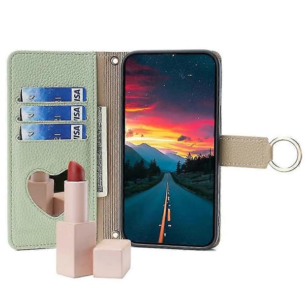 För iPhone XS Max Läderfodral Plånbok Telefonväska Stativ med Kedjerem - Grå - Vihreä Tyyli C iPhone XS Max 6,5 tuumaa