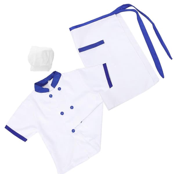 【03】Barn Kockdräkt Småbarn Kockmössa Barn Förkläde Rollspel Föreställningar 1Set