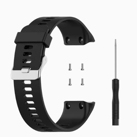 【03】Silikoniranneke Garmin Forerunner 35 / 30 -kelloon, säädettävä ranneke mustalla soljella, musta