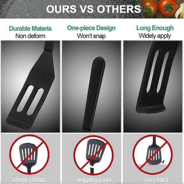 Non-stick Silikonspatel för stekpannor och köksredskap (svart, 6 delar) (4-d-1)