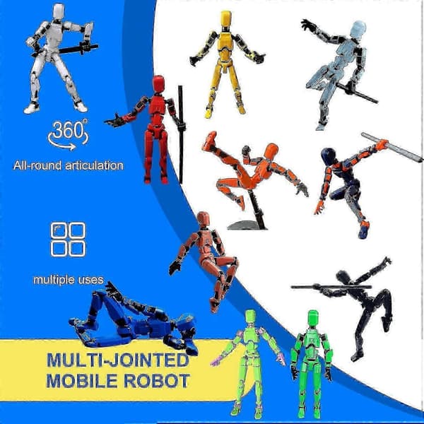 T13 Robot Actionfigur - 3D-printet samleobjekt til sci-fi-fans Carrot color