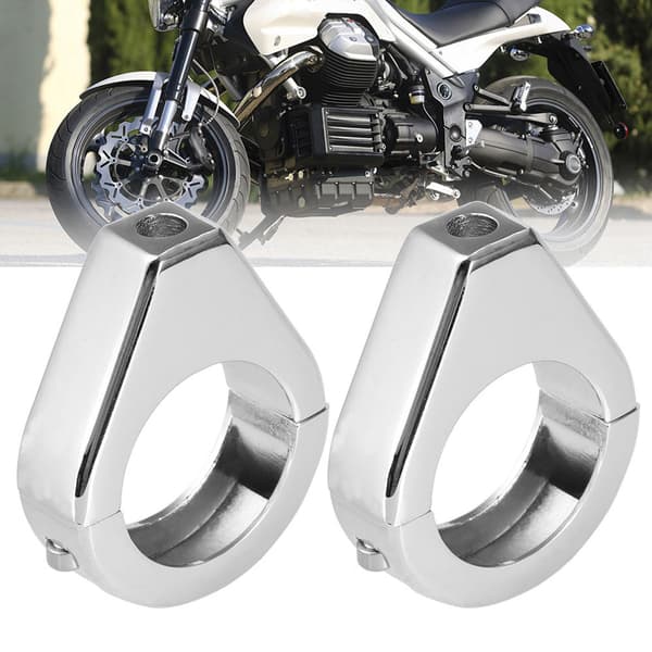 Motorcykel Modificeret Blinklys Montering Beslag i Aluminium Legering 41mm Gaffel Klemmer Sølv