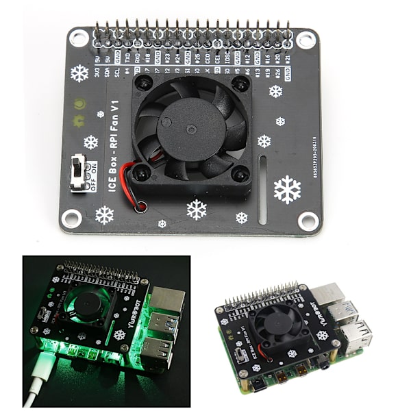 Kylfläkt LED-ljus Datortillbehör för Raspberry Pi 4B / 3B GPIO Expansionskort
