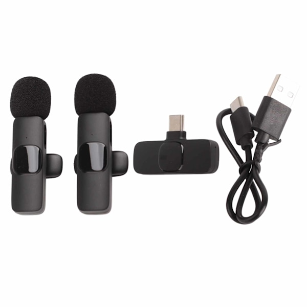 Trådlös Lavalier Mikrofon Mini Plug and Play Livestream Inspelnings Lavalier Mikrofon med Sändare