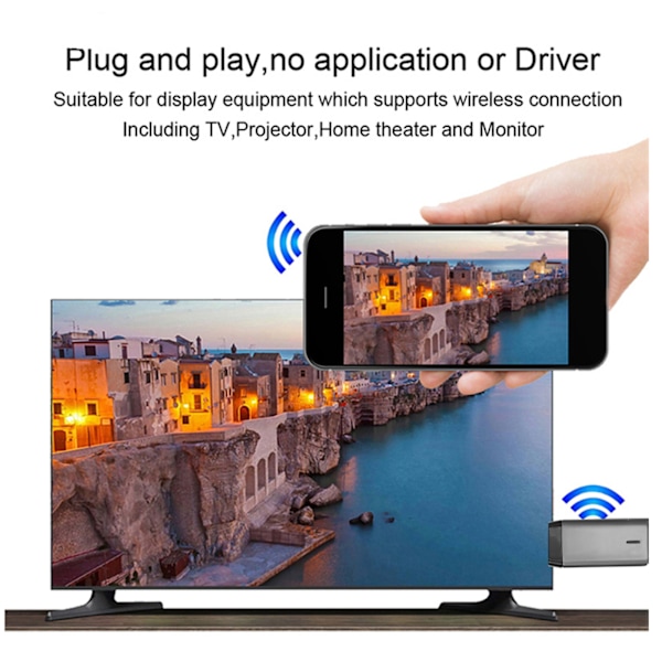 Dual Band HD Trådløs Display Receiver til Android og Windows - WiFi Display Dongle Adapter 2.4G/5G