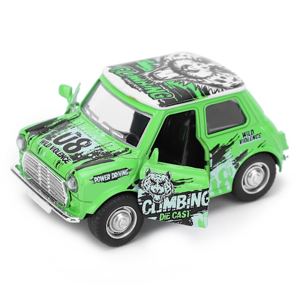 1:36 Mini Bilmodel Graffiti Træk Tilbage Bil Lyd Lys Batteri Køretøjer Børnegave Grøn