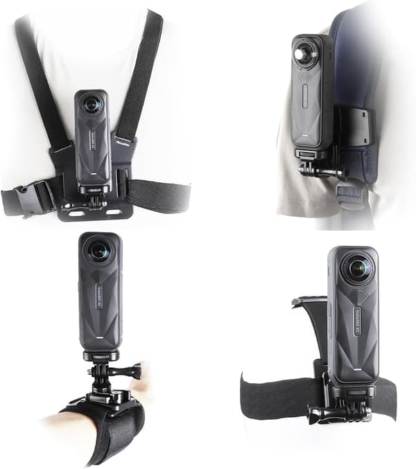 【03】2025 Seneste model tilbehørssæt til Insta 360 X5 X4 X3 X2, brystmontering, hovedrem, sele, rygsækclips, holder, håndledsrem, 360° rotation