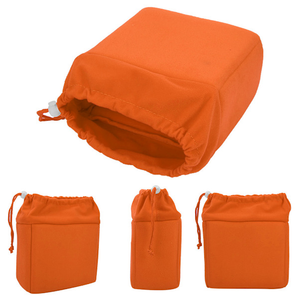 Vattentät Stöttålig DSLR Kameralins Insatsväska Vadderat Fodral Med Dragsko (Orange)