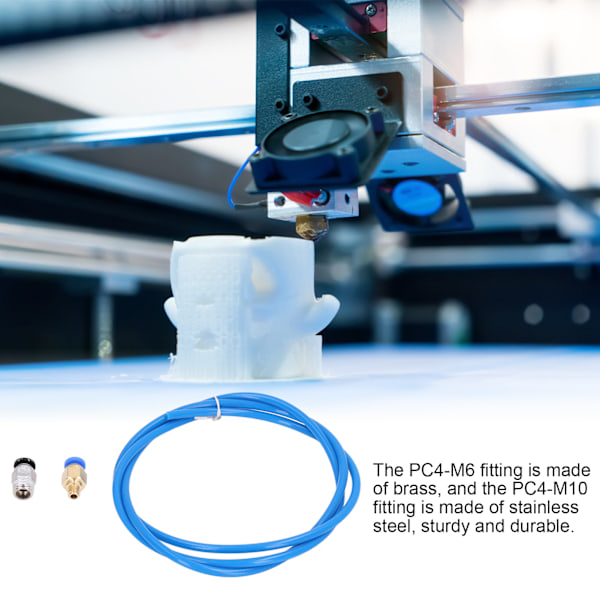 PTFE Slanger og Pneumatiske Fittings Sæt til 3D Printer Filament (5 stk. Slanger + 20 stk. Fittings)