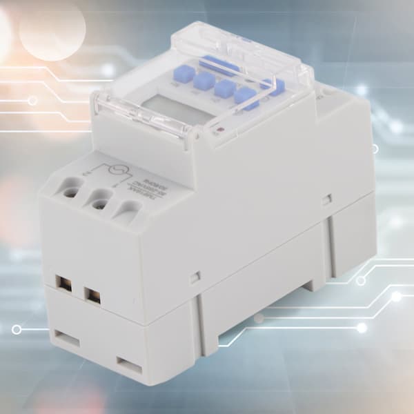 LCD Programmerbar Timer Switch - 16A, 85-265V AC, 12/24 Timmar, Vit - 1 st