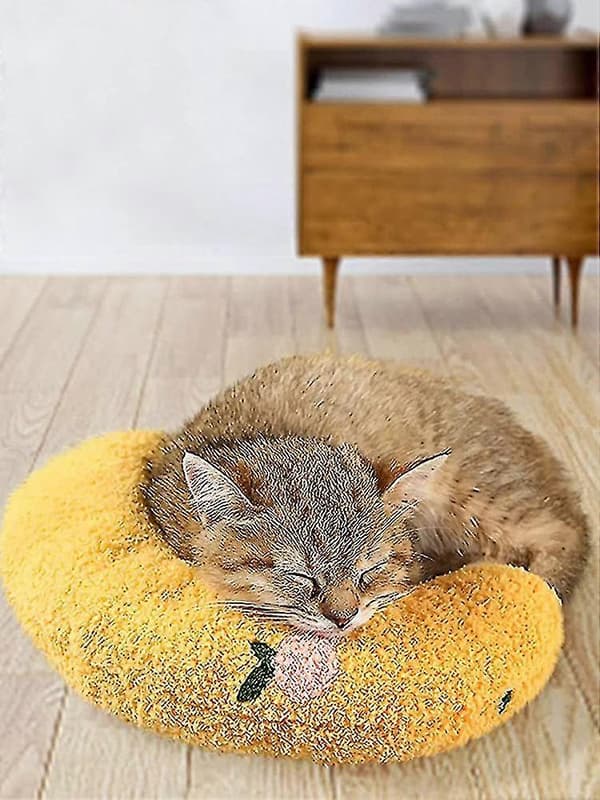 Puder til indendørs katte, fluffy kattepude, U-formede komfortable puder til dyb søvn Blue