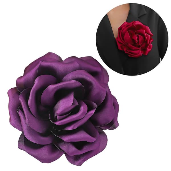 Smart 15 cm blomsterbroche stofrose charm brystnål stilfuldt festtilbehør mode reversnål statement til kvinder magenta magenta