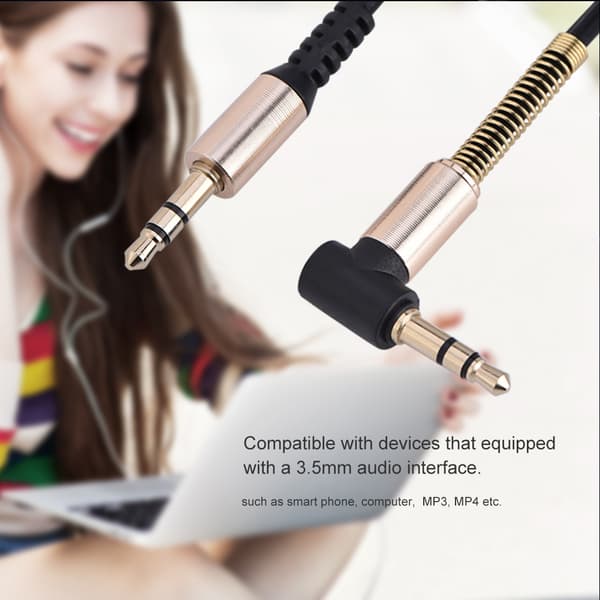 3,5 mm han til han fjeder Aux-kabel L-formet & I-formet udtrækkelig ledning til bilstereo-øretelefoner