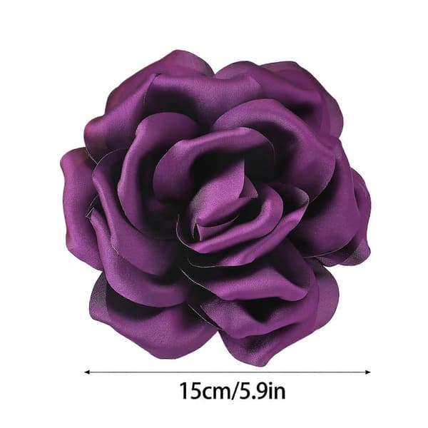 Smart 15 cm blomsterbroche stofrose charm brystnål stilfuldt festtilbehør mode reversnål statement til kvinder Dark Red