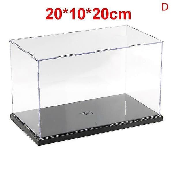 30 cm plexiglas akryl display H-boks plastbase støvtæt figur trofæ D 20*10*20cm
