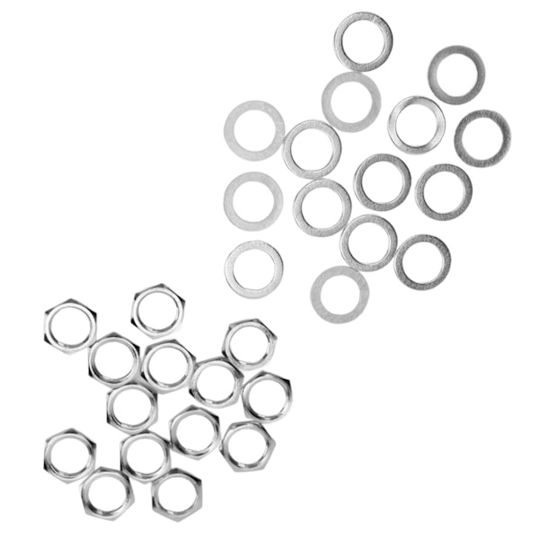 G3/8 Invändig Gänga Mutter Metallbricka Kit Instrument Jack Fästelement för Elgitarr Bas Silver