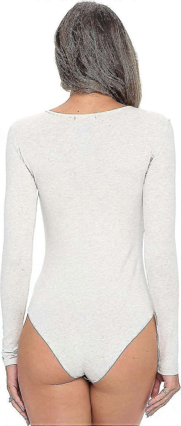 Langærmet bodysuit - Åndbar bomuldsstretch Heather Grey X-Small