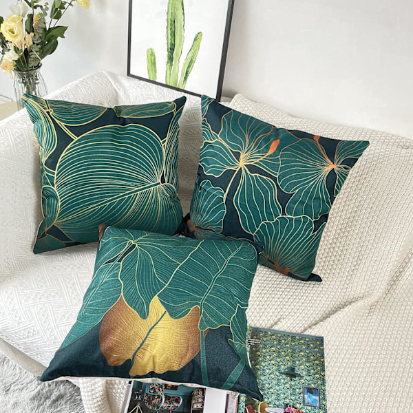 Tyynynpäällinen 45x45 vihreä pellavainen tyynynpäällinen koristeellinen sohva