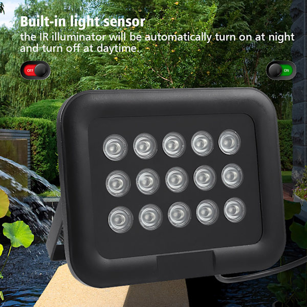 DC 12V 15st IR Infraröda LED-array Lampa IP66 Vattentät Mörkerseende för Säkerhetskamera