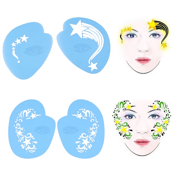 7 stilar/set Återanvändbar Ansiktsmålningsstencil Kroppsmålningsmall Blomma Fjäril Ansiktsdesign