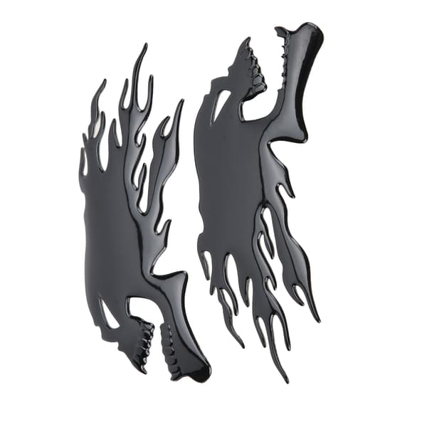 2 st Bränsletank Dekal 3D Universal Flame Skull Dekorationer för Motorcykel Svart