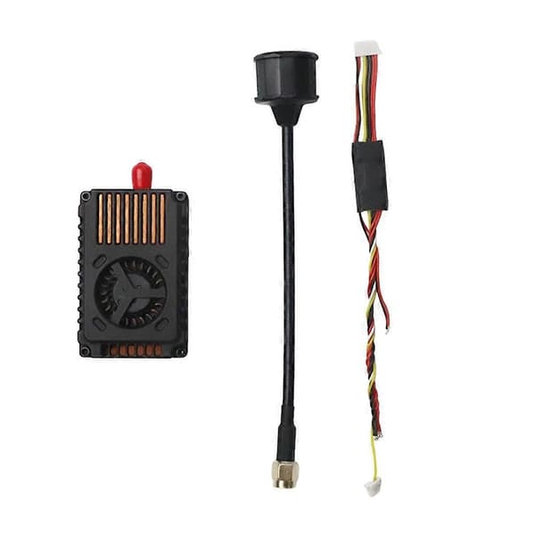 7.2G 7W VTX 64CH FPV Audio Video Transmitter 15V-36V 2-8S med køleplade og blæser til FPV RC Long Range Drone Musta