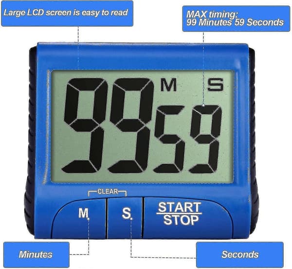 dele digital køkkentimer stort display køkkenvækkeur