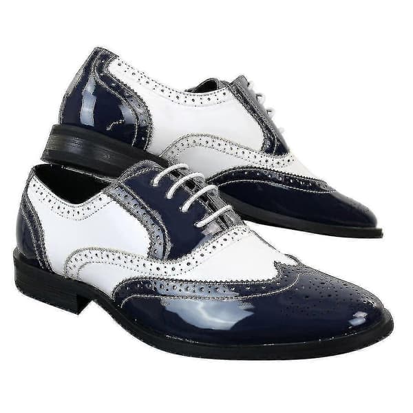 Herresko med snørelak, Gatsby klassiske 1920'er skinnende brogues Navy 7