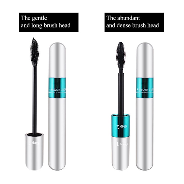Dubbelsidig 4D Ögonfransförlängningsmascara Vattentät Silk Fiber Volume Mascara Långvarig Mascara
