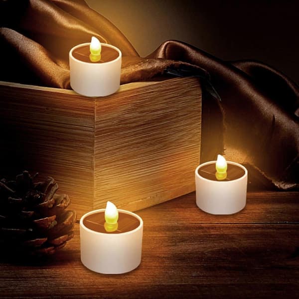 【03】Solar Powered Tea Lights for Outdoor Use, 6-Pack Solar Lights, Flickering Outdoor, Solar Tea Lights