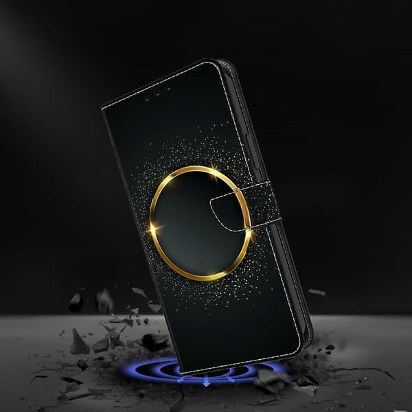 【03】For Samsung Galaxy A52 4G/ 5G/ A52s 5G Case Pattern Print Flip Folio Leather Phone Case Gold Ring