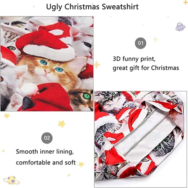 【03】3D-printet grim julesweater, grim julesweater L rød red XL