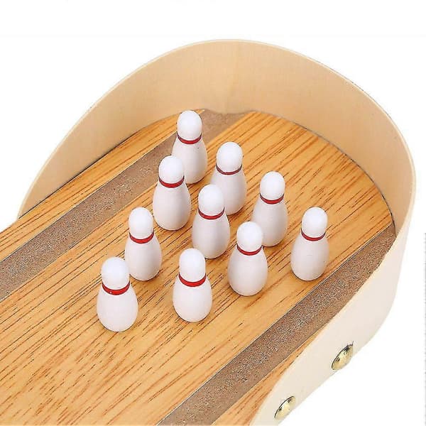 Indendørs Mini Bord Bowling Spil Sæt Træ Bordlegetøj Til Børn Og Voksne