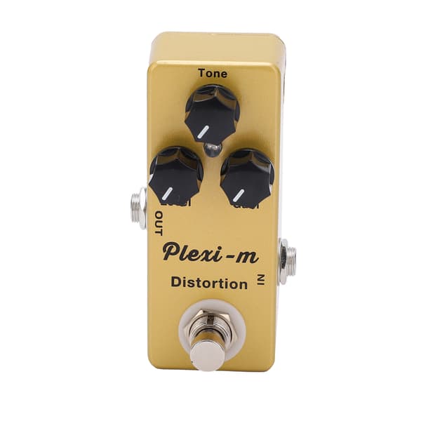 Gitarreffekt Fuzz Overload Distortion Pedal Metall Gyllene True Bypass Switch för Elektrisk Bas