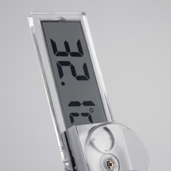 Mini digital bilelektronisk klocka / transparent LCD-skärm digital termometer med sugkopp universell bildekor A