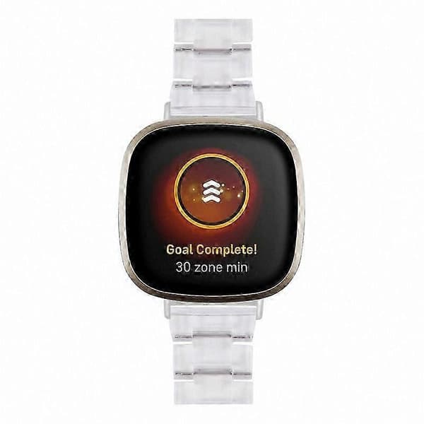20 mm harpiksrem med spænde i rustfrit stål til Fitbit Versa 4/Sense 2 udskiftningsurrem Transparent