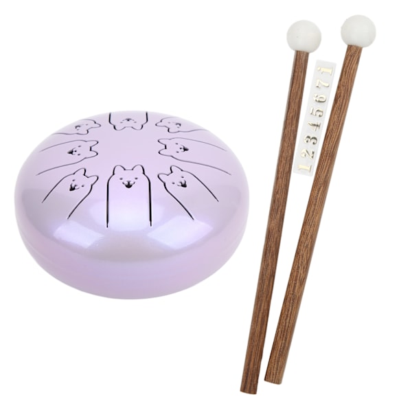 Tungtrumma i legerat stål 8 toner 5,5 tum Chakra Tank Eterisk Lotus Handpan Lavendel 12 Zodiak Hund