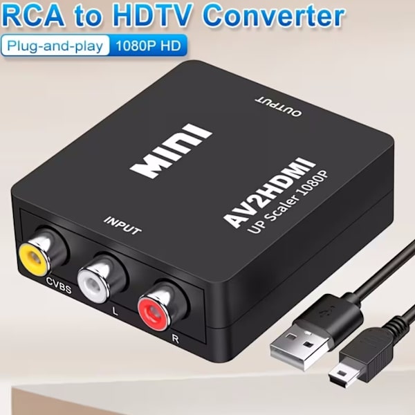 RCA til HDMI-adapter, AV til HDMI-konverter